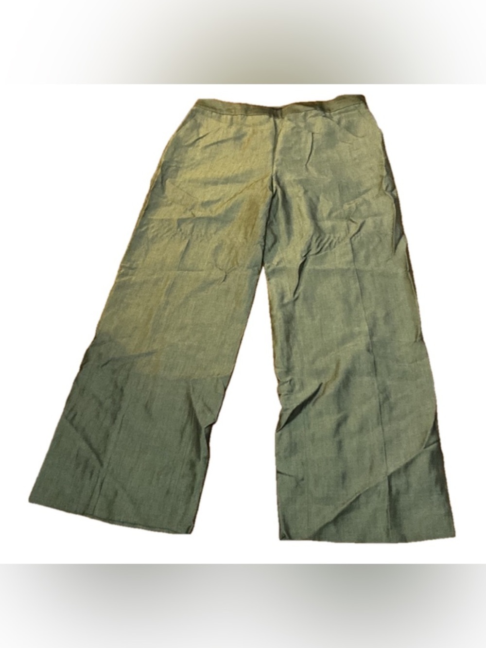 🌷Ann Taylor🌷Olive Green Vintage Wide Leg Silk Blend Sateen Dress Pants